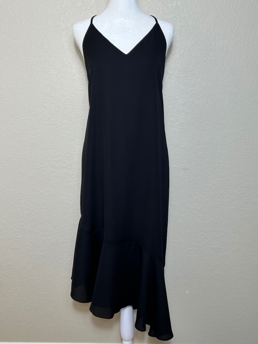 *FIRM PRICE* Soprano asymmetrical ruffle hem racerback spaghetti strap dress